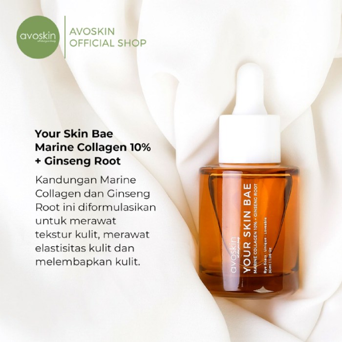 Cek Ingredients Avoskin Your Skin Bae Serum 10% Marine Collagen + Gingseng Root terbaru