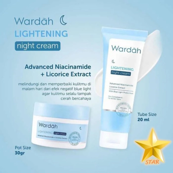 Penjelasan Ingredients Wardah Lightening Night Cream Versi baru terbaru