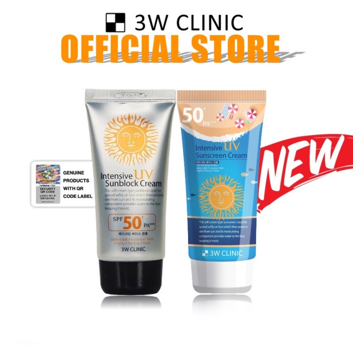 Cek Ingredients 3 W Clinic Intensive UV Sunblock SPF 50+ PA+++ terbaru