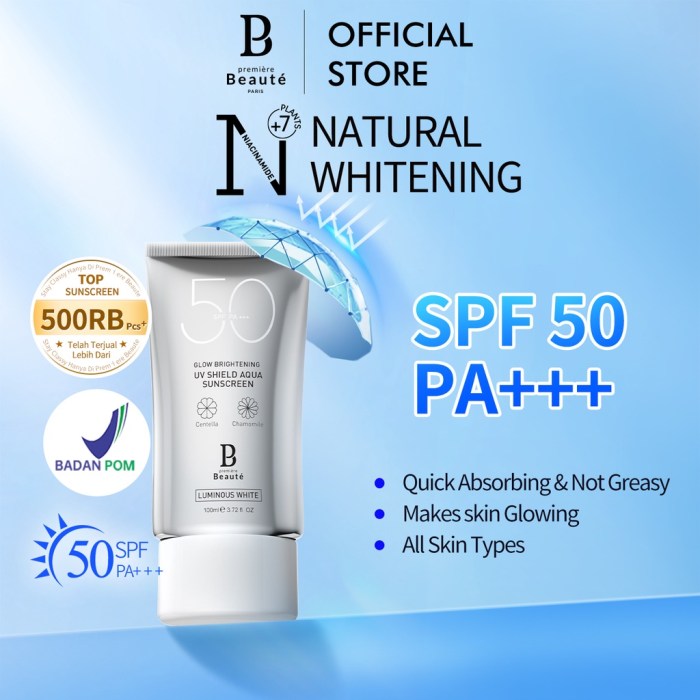 Cek Ingredients Premiere Beaute Glow Whitening Sunscreen Spray SPF 30 PA+++