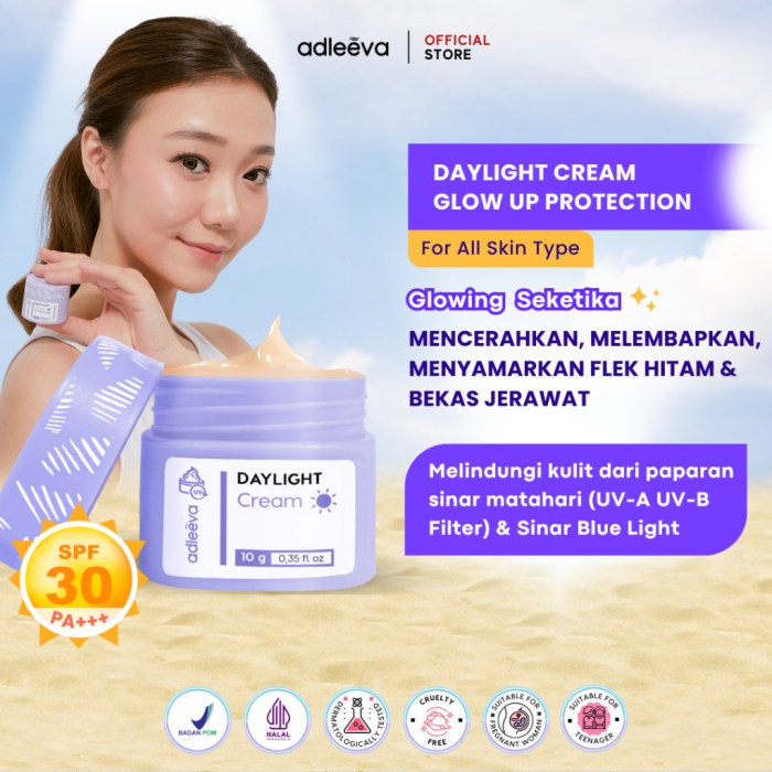 Cek Ingredients Adleeva Daylight Cream Glow up Protection