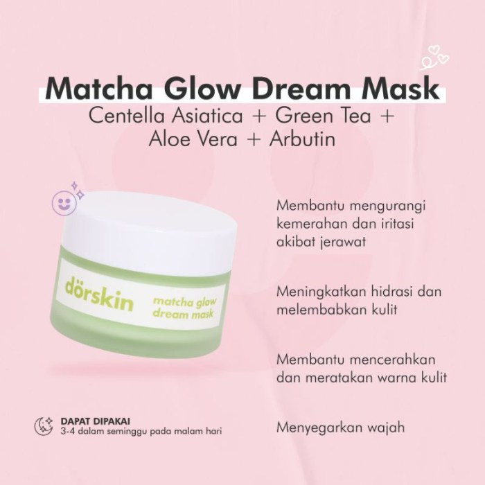 Cek Ingredients Dorskin Matcha Glow Mask terbaru