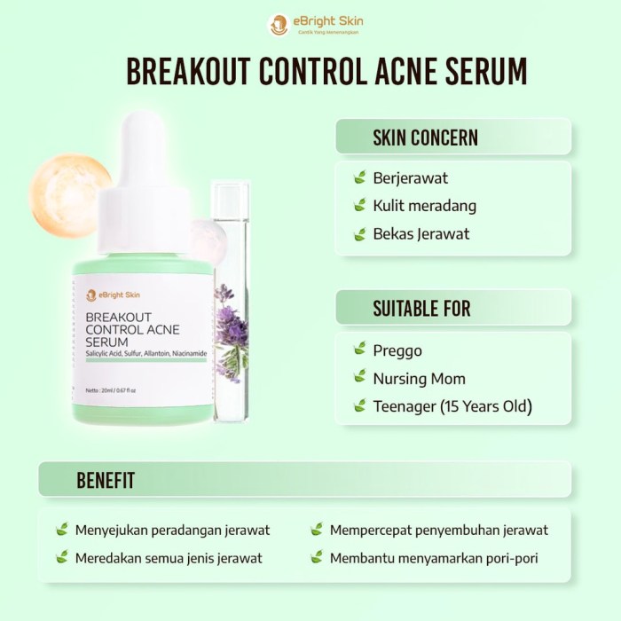 Cek Ingredients eBright Breakout Control Acne Serum terbaru