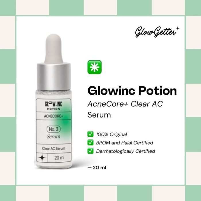 Cek Ingredients Glowinc Potion Acnecore AC Clear Serum terbaru