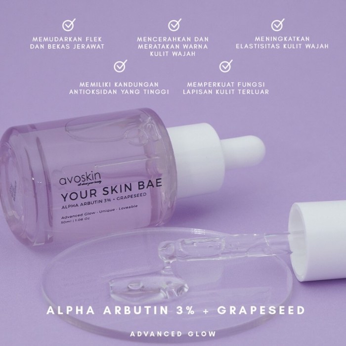 Cek Ingredients Avoskin Your Skin Bae Alpha Arbutin 3%+ Grapeseed terbaru
