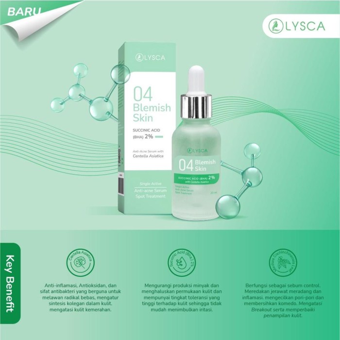 Cek Ingredients Lysca Blemish Skin Anti Acne Serum with Succinic Acid 2%