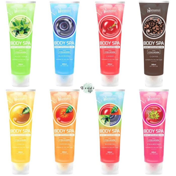 Cek Ingredients Hanasui Body Spa Peeling Gel Rainbow with collgen terbaru