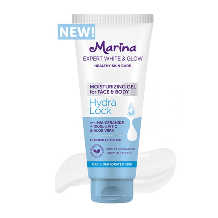 Cek Ingredients Marina Expert White & Glow Moisturizing Gel for Face & Body  Hydra Lock