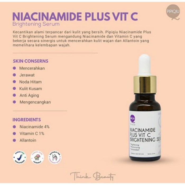 Cek Ingredients Pipiqiu Niacinamide + Vit C Serum terbaru
