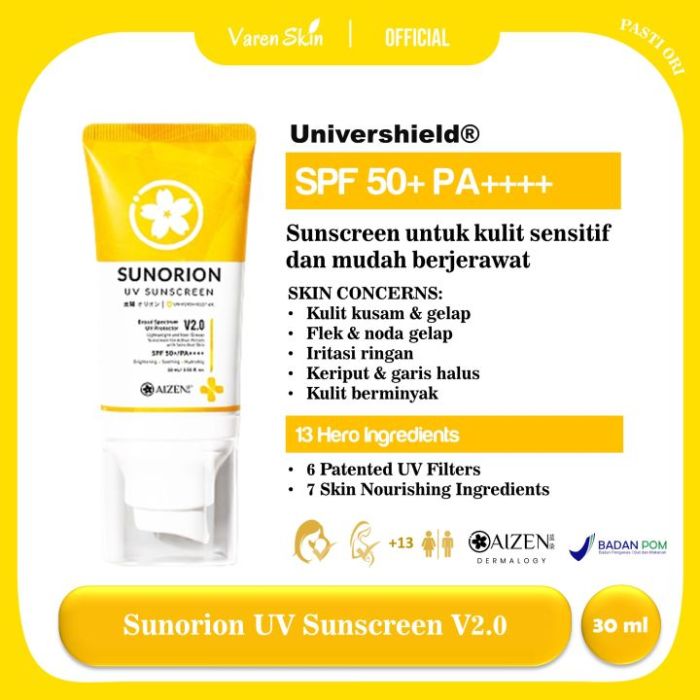 Cek Ingredients Aizen SunOrion UV Sunscreen SPF 50 PA++++