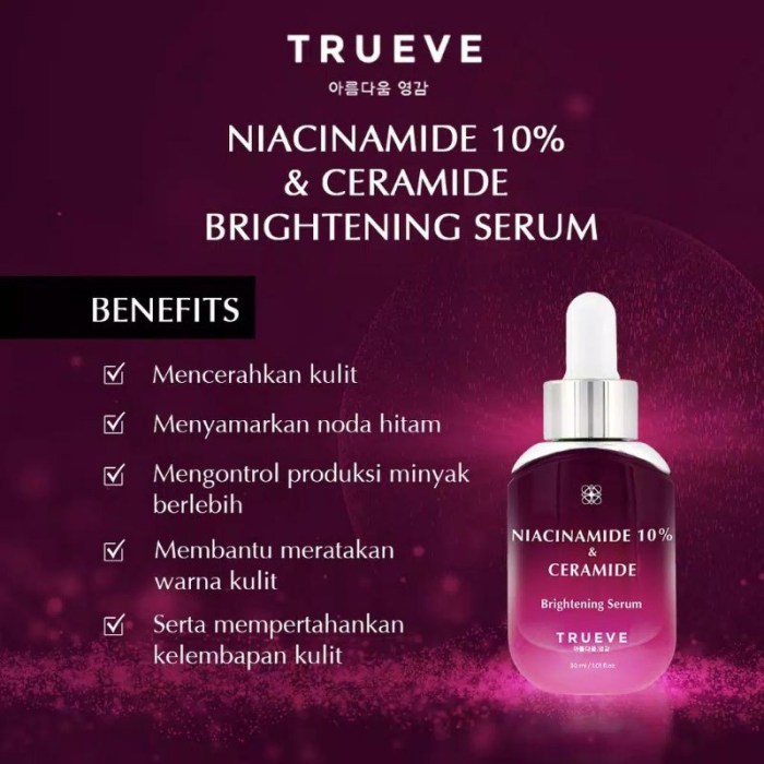 Cek Ingredients Trueve Niacinamide & Ceramide Brightening Serum terbaru
