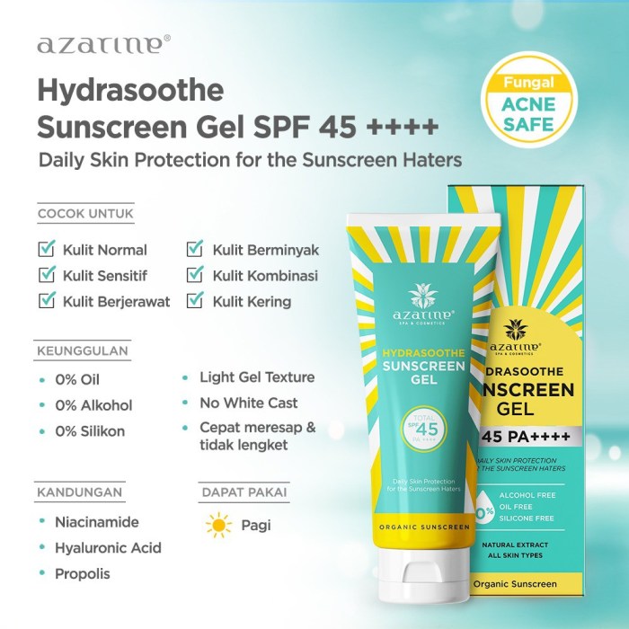 [[Update]] Cek Ingredients Azarine Hydrasoothe Sunscreen Gel fragrance free