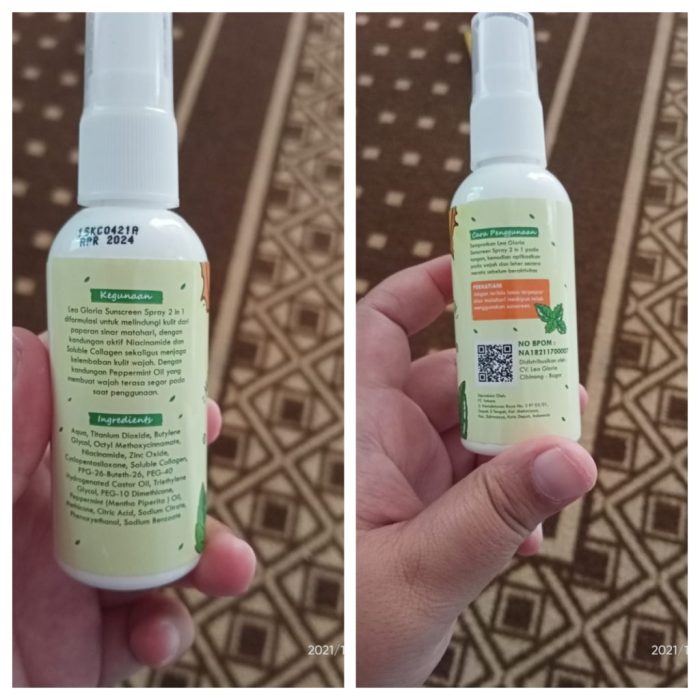 Cek Ingredients Minty Sunscreen Spray 2-in-1 by Lea Gloria