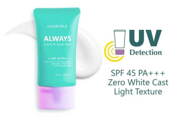 Cek Ingredients Innertrue Always Aqualite Sunscreen SPF 45 PA+++