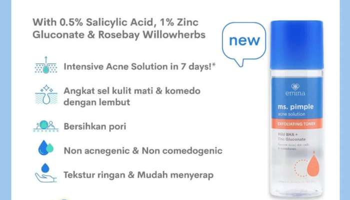 Cek Ingredients Emina Ms Pimple Acne Solution Exfoliating Toner