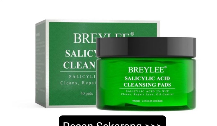 Cek Ingredients BREYLEE Salicylic Acid Cleansing Pads