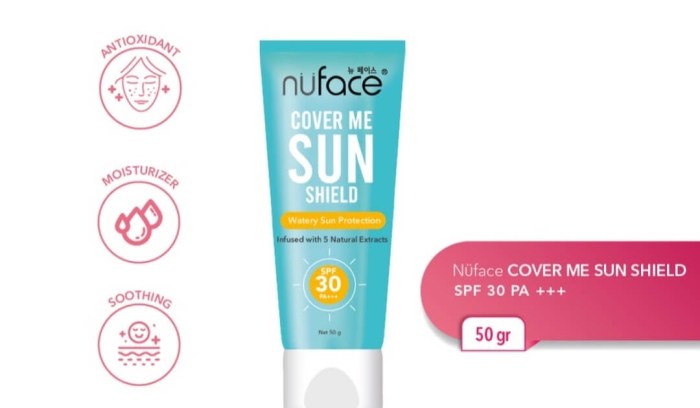 Cek Ingredients Nuface Cover Me Sun Shield SPF 30 PA+++ (Biru)