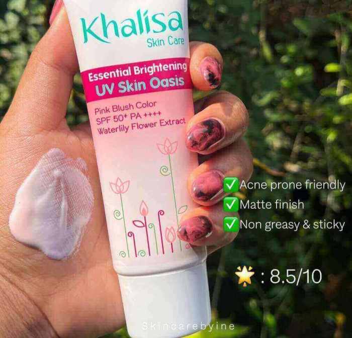 Cek Ingredients Khalisa Essential Brightening UV Skin Oasis SPF 50 dan PA+++