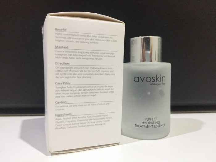 Cek Ingredients Avoskin Perfect Hydrating Treatment Essence (PHTE) terbaru