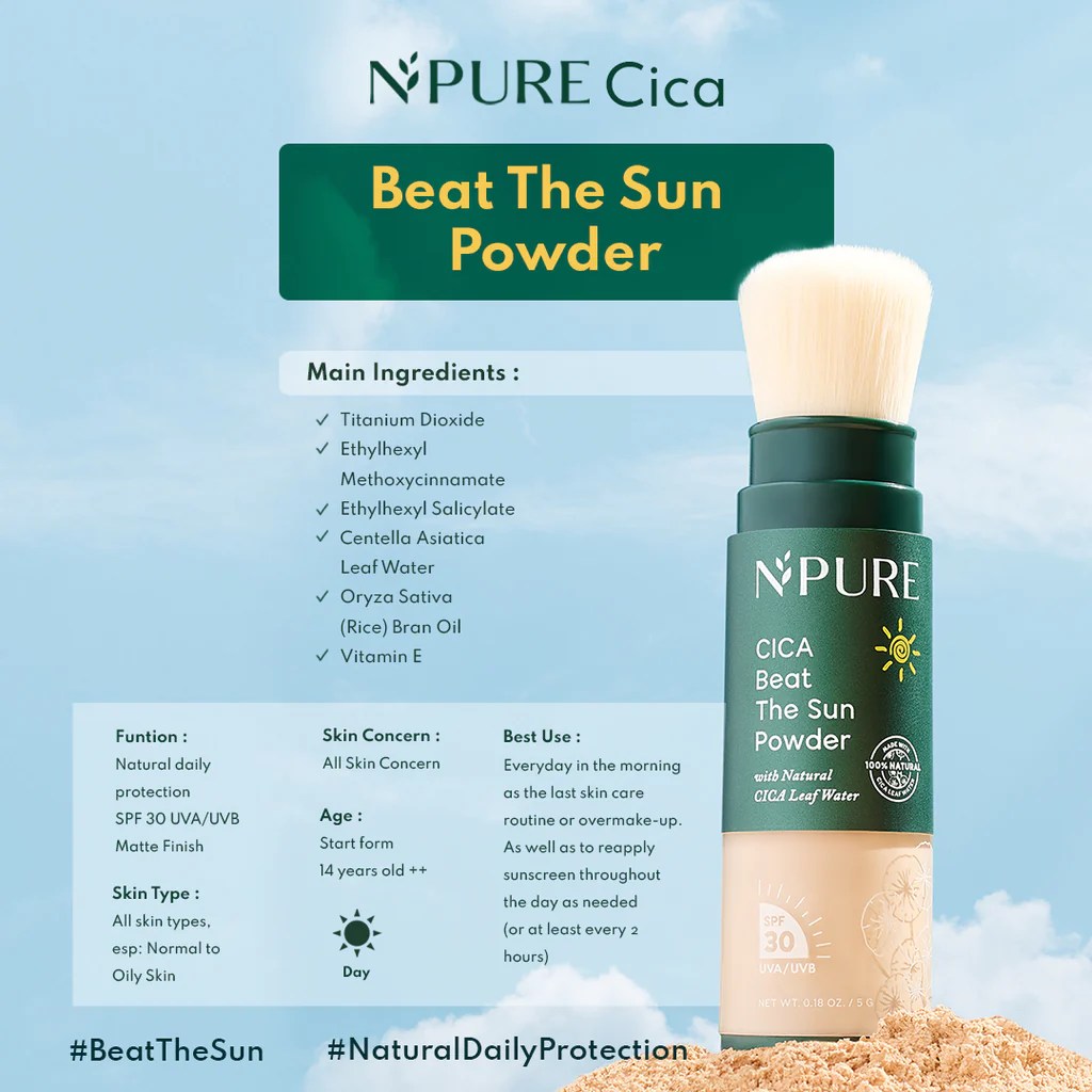 Cek Ingredients N'Pure Cica Beat the Sun Powder SPF 30