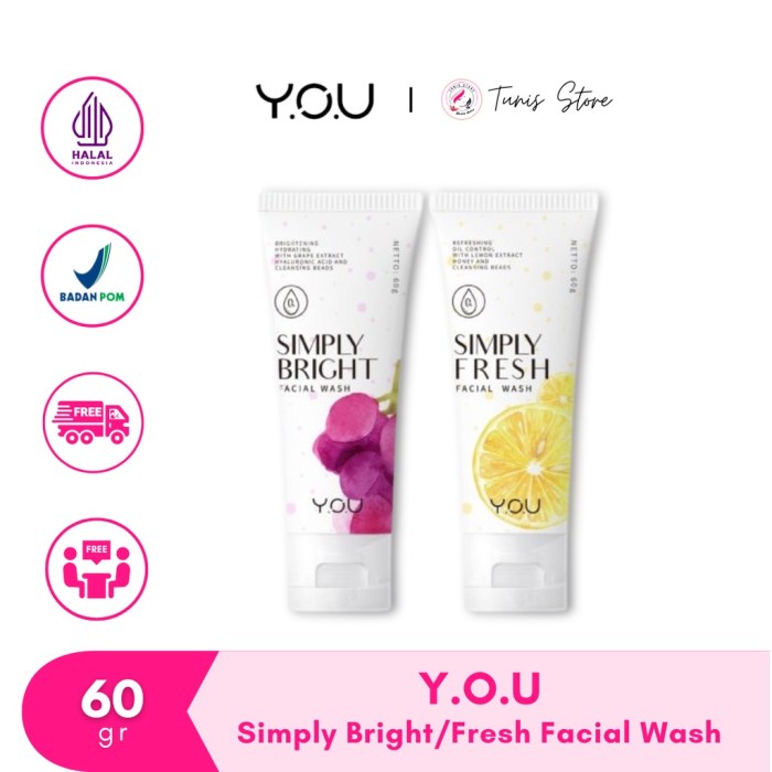 Cek Ingredients You Simply Bright Face Wash (Grape + Hyaluronic acid)