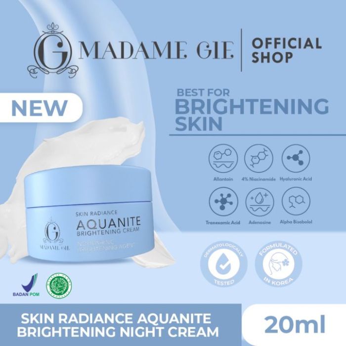 Cek Ingredients Madam Gie Skin Radiance Aquanite Brightening Cream terbaru