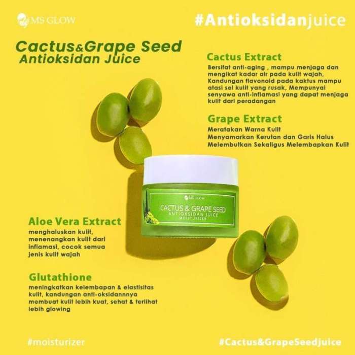 Cek Ingredients Ms Glow Cactus & Grape Seed Antioksidan Juice terbaru