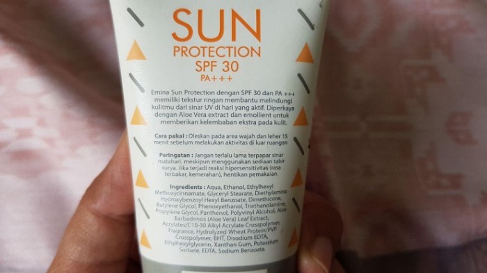 Penjelasan Ingredients Emina Sun Protection SPF 30 PA+++ terbaru