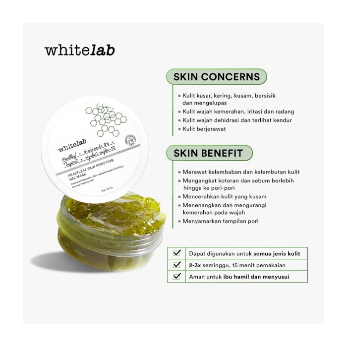 Cek Ingredients Whitelab Heartleaf Skin Purifying Gel Mask terbaru