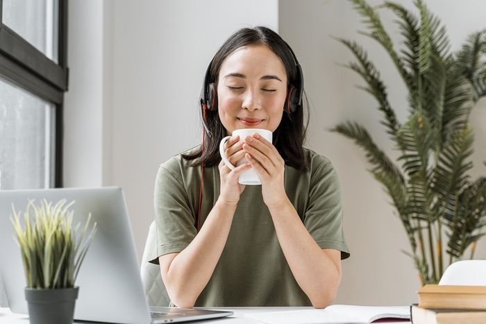 Woman drinking coffee