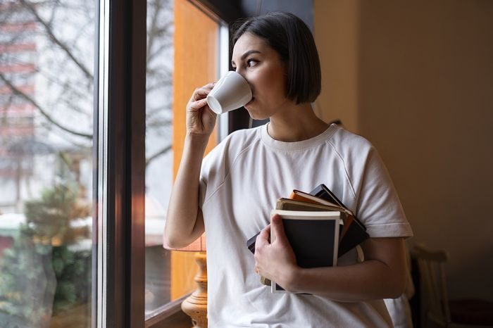 Woman drinking coffee