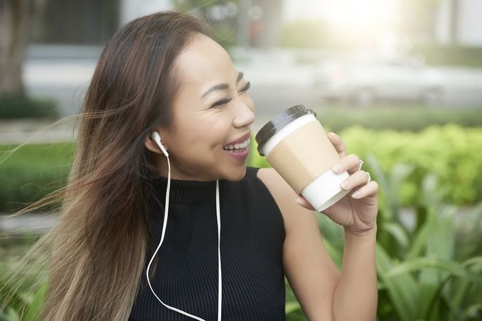 Woman drinking coffee