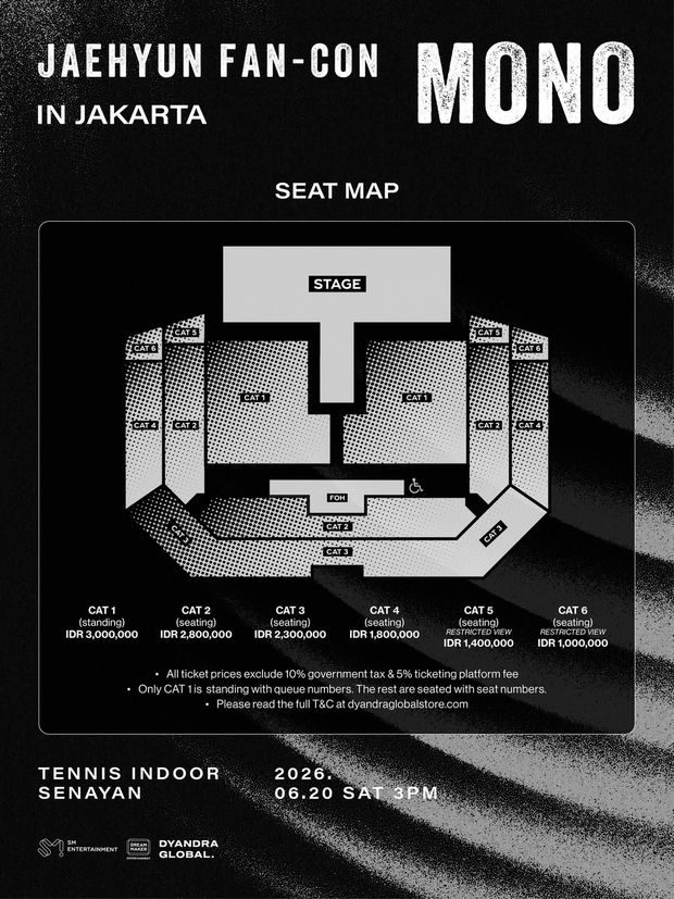 Seat plan fan con Jaehyun NCT di Jakarta/ Foto: instagram.com/dyandraglobal