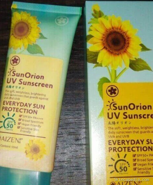 Aizen SunOrion UV: Ingredients SPF 50 PA++++ Terungkap