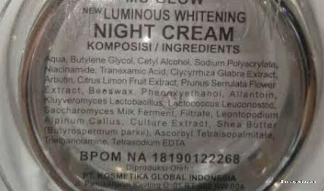 Ms Glow Luminous Whitening: Cek Ingredients Rahasia Kulit Cerah
