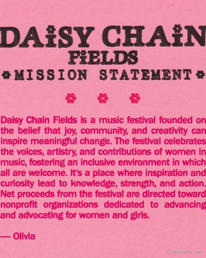 Daisy Chain Fields akan donasikan seluruh pendapatannya untuk sejumlah badan amal sebagai bagian dari misi. Daisy Chain Fields akan donasikan seluruh pendapatannya untuk sejumlah badan amal sebagai bagian dari misi.